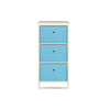 Home Master 3 Drawer Pine Wood Storage Chest Sky Blue Fabric Baskets 37 x 80cm