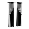 Artiss 2X 132x160cm Blockout Sheer Curtains Black