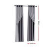 Artiss 2X 132x160cm Blockout Sheer Curtains Charcoal