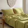 Cosy Club Washed Cotton Sheet Set Yellow Lime Queen