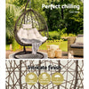 Gardeon Outdoor Egg Swing Chair Wicker Rattan Furniture Pod Stand Cushion Latte