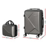 Wanderlite 2pc Luggage 12" 20" Trolley Travel Suitcase Storage Carry On TSA Lock Dark Grey