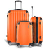 Wanderlite 3pc Luggage Trolley Travel Set Suitcase Carry On TSA Lock Hard Case Lightweight Orange