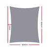 Instahut Shade Sail 5x6m Rectangle 280GSM 98% Grey Shade Cloth