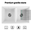 Cefito Kitchen Sink Stone Sink Granite Laundry Basin Double Bowl 79cmx46cm White