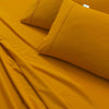 Elan Linen 100% Egyptian Cotton Vintage Washed 500TC Mustard Double Bed Sheets Set