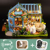 Dollhouse Miniature with Furniture Kit Plus Dust Proof and Music Movement - Rosa Garden Tea