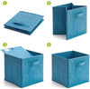 Pack of 6 Foldable Fabric Basket Bin,  Collapsible Storage Cube for Nursery, Office, Home Decor, Shelf Cabinet, Cube Organizers (Niagra Blue)