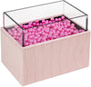 Leather Makeup Brush Cosmetic Organiser Storage Box with Pink Pearls and Acrylic Cover (Pink)