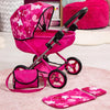 Baby Doll Stroller Pram for Toddlers, Foldable with Bag and Blanket, Modern Pink with Stars