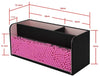 Leather Makeup Brush Cosmetic Organiser Storage Box with Pink Pearls, Acrylic Cover and 3 Compartments(Black)