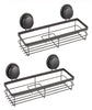 2 Pack Rectangular Corner Shower Caddy Shelf Basket Rack with Premium Vacuum Suction Cup No-Drilling for Bathroom and Kitchen