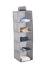 5 Tier Shelf Hanging Closet Organizer and Storage for Clothes (Grey)