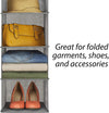 3 Pack 5-Tier Shelf Hanging Closet Organizer and Storage for Clothes (Grey)