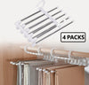 4 Pack Stainless Steel Adjustable 5 in 1 Pants Hangers Non-Slip Space Saving for Home Storage