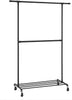 Industrial Clothing Rack Wheels Double Rod