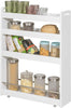 Slimline Rolling Storage Shelf, White