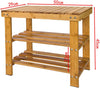 Bamboo Shoe Bench Rack Storage with shelves