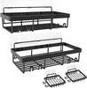 2 Pack Adhesive Stainless Steel Shower Caddy Shelf Organizer with 2 Soap Dishes for Bathroom