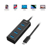 mbeat USB-C to 4-Port 3.0 Hub - Black