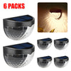 6PCS Solar Powered LED Wall Lights Door Fence Lights Outdoor Garden Lamp Light