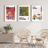 Wall Art 40cmx60cm By Yayoi Kusama 3 Sets White Frame Canvas