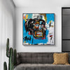 Wall Art 70cmx70cm Blue Head By Basquiat Black Frame Canvas