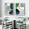 Wall Art 90cmx135cm Abstract Green and Navy 2 Sets Black Frame Canvas