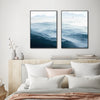 Wall Art 80cmx120cm Blue mountains 2 Sets Black Frame Canvas