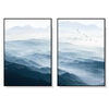 Wall Art 90cmx135cm Blue mountains 2 Sets Black Frame Canvas