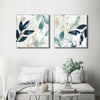 Wall Art 60cmx60cm Watercolour style leaves 2 Sets White Frame Canvas