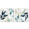 Wall Art 70cmx70cm Watercolour style leaves 2 Sets White Frame Canvas