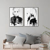 Wall Art 80cmx120cm Watercolor Sketch 2 Sets Black Frame Canvas