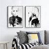 Wall Art 60cmx90cm Watercolor Sketch 2 Sets Black Frame Canvas