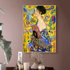 Wall Art 60cmx90cm Lady With A fan By Klimt Gold Frame Canvas