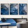 Wall Art 70cmx100cm Blue Gold Marble 3 Sets Black Frame Canvas