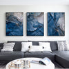 Wall Art 40cmx60cm Blue Gold Marble 3 Sets Black Frame Canvas