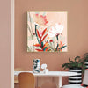 Wall Art 100cmx100cm Native Floral Gold Frame Canvas