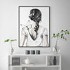 Wall Art 60cmx90cm Woman Back With Butterfly Black Frame Canvas