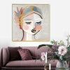 Wall Art 50cmx50cm Calm Girl Gold Frame Canvas