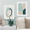 Wall Art 40cmx60cm Abstract Green Circle 2 Sets White Frame Canvas