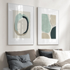 Wall Art 40cmx60cm Abstract Green Circle 2 Sets White Frame Canvas