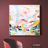 Wall Art 60cmx60cm Abstract Pink Mountain Hand Painted Style Gold Frame Canvas