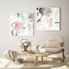 Wall Art 90cmx90cm Abstract Pink Grey 2 Sets White Frame Canvas