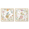 Wall Art 50cmx50cm Floral birds 2 Sets Gold Frame Canvas