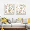 Wall Art 60cmx60cm Floral birds 2 Sets Gold Frame Canvas