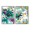 Wall Art 80cmx120cm Toucan and orchid 2 Sets Black Frame Canvas