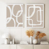 Wall Art 60cmx90cm Abstract White Lines 2 Sets White Frame Canvas