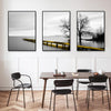 Wall Art 50cmx70cm Calm Lake Bridge Tree Scene 3 Sets Black Frame Canvas