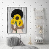 Wall Art 70cmx100cm African Woman Sunflower Black Frame Canvas